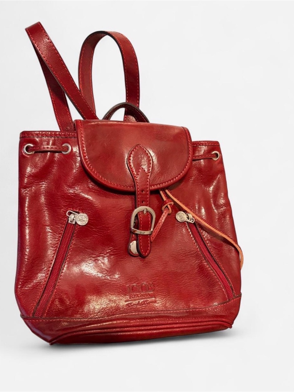 100% Toscana Italian Leather Red Backpack Purse – purchased in Italy – NEW